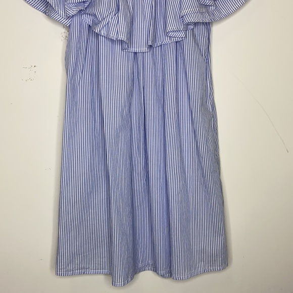 Zara 100% Algodon Cotton Striped Tube Top Ruffle Dress - Picture 5 of 10